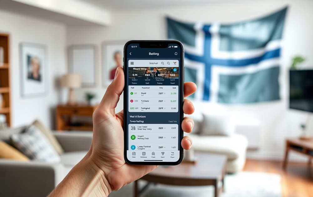 En person med mobiltelefon og norsk flagg i bakgrunnen.