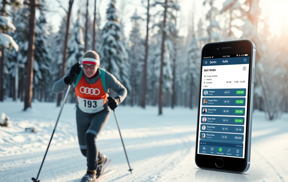 Langrenn skiløper med betting odds på mobil